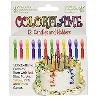 Colorflame Birthday Candles With Colored Flames - Birthday, Party, Cake Decor - 12 Candles Per Box