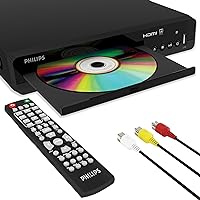 Philips DVD Players for TV with HDMI Port 1080P All Region HD DVD Player for Smart TV USB Input Remote Control Device and RCA Cable Mini DVD CD Player for Home Stereo System Multi Region PAL/NTSC