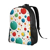 Colorful Polka Dots Print Backpack 16 inch Waterproof Lightweight Work Bag Casual Daypack For Women Men