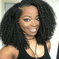 Lace Full Wigs Human Hair Perpetuum Shiny 4B 4C Afro Kinky curly Wigs with Baby Hair for Black Women,Brazilian Human Hair Wigs 130%(16'' Afro Kinky Curly Full Lace Wig)