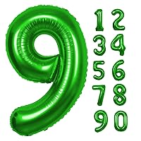 40 inch Green Number 9 Balloon, Giant Large 9 Foil Balloon for Birthdays, Anniversaries, Graduations, 9th Birthday Decorations for Kids