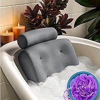 Comfort Bath Pillow,Premium Waterproof Bath Pillow Cushion,Bathtub Spa Pillow with Strong Suction Cups,for Perfect Head, Neck, Back and Shoulder Support