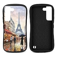 Eiffel Tower Romantic Couple Walking Phone Case Compatible with Samsung Galaxy S22 Plus/S22 Ultra/S23 /S23 Plus/S23 Shockproof Non-Slip Soft TPU Protective Case