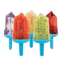 Drip-Guard Handle, Summer Set of 5 Pop Molds, Gem Popsicle Makers with Reusable Sticks, Mess Frozen Treats, Dishwasher Safe & BPA-Free, Ice Blue