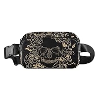 Skull Fanny Pack for Women mini Waist Pouch Cross Body Packs Belt Bag Waterproof Crossbody Bags with Adjustable Strap for Traveling Workout Hiking Running