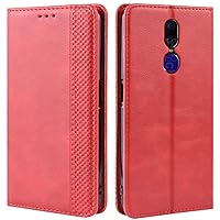 for Oppo F11 Case, Retro PU Leather Wallet Flip Folio Shockproof Phone Case Cover with [Kickstand] [Card Slots] [Magnetic Closure] for Oppo F11 (Red)