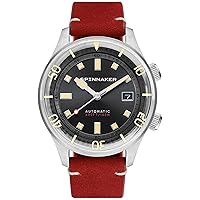 Spinnaker Bradner Men’s Watch - Automatic Dive Watch for Men, 42mm Stainless Steel Case, Brown Leather Strap, Water Resistant 180m, SP-5062-01 - Black