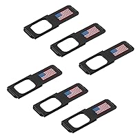 Webcam Cover 6 Pack - Thin Sliding Laptop Cam Blocker, USA Flag, 1.5” x 0.5” and 1.5mm Thick - Thin Cam Slide Blocker for Computer, Tablet, Dell, Lenovo, HP, Echo Show, iPad, Chromebook