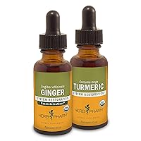Herb Pharm Ginger Liquid for Digestion, 1 Oz and Turmeric Liquid for Musculoskeletal Support, 1 Oz Herbal Gift Set