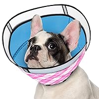 Dog Cone Collar for After Surgery, Soft Pet Recovery Collar for Dogs and Cats, Adjustable Cone Collar Protective Collar for Large Medium Small Dogs Wound Healing (Pink Plaid, Medium)