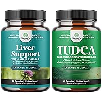 Bundle of Liver Cleanse Detox & Repair Formula and Advanced TUDCA Liver Support Supplement - with Milk Thistle Dandelion Root Turmeric and Artichoke Extract - Extra Strength TUDCA 500mg Bile Salts