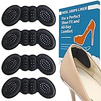 Heel Pads for Shoes That are Too Big, 4 Pairs Adhesive Anti-Slip Heel Grips Liner Cushions Inserts for Women Men Loose Shoes Fit, Filler Prevent Rubbing Blisters Heel Slipping Black