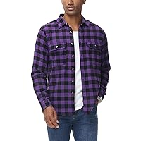 MCEDAR Regular Fit Plaid Flannel Shirts for Men Lightweight Long Sleeve Casual Button Down Shirt