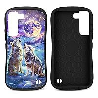 Wolf Snow Moon Phone Case Compatible with Samsung Galaxy S22 Plus/S22 Ultra/S23 /S23 Plus/S23 Shockproof Non-Slip Soft TPU Protective Case