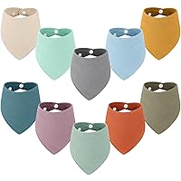 Accmor 10 Pack Muslin Baby Bibs Baby Bandana Drool Bibs 100% Cotton Baby Bibs for Teething and Drooling, Soft Bibs for Baby Girls Boys