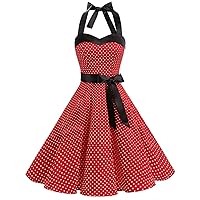 Vintage 1950s Rockabilly Polka Dots Audrey Dress Retro Cocktail Dress