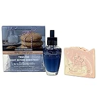 Bath & Body Works Twas The Night Before Christmas Wallflowers Refills 2-Pack with a Himalaya Salts Springs Sample Soap.