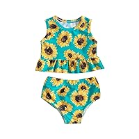 Girls Size 6 Swimsuits Spring Summer Floral Cotton Sleeveless Tops Vest Shorts Outfits Beach Girls Anime Swimsuit