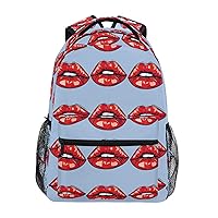 ALAZA Red Lips Backpack Purse with Multiple Pockets Name Card Personalized Travel Laptop Book Bag, Size M/16.9 inch