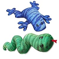 manimo Weighted Stuffed Animals - Bundle Blue Frog and Green Snake