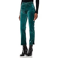 PAIGE Women's Cindy Twisted Seam Slit High Rise Straight Legs Ankle Length in Midnight Cyan