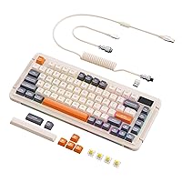 L75 Wireless Mechanical Keyboard, Hot-swappable Wired/Bluetooth 5.0/2.4G Wireless Keyboard with RGB Backlit for Windows & Mac, PBT Keycaps, Gateron Yellow Switch Pro, Pebble White