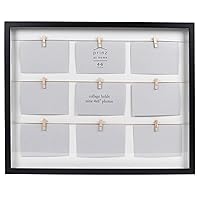Prinz 9 Opening Clothespin Collage Picture Frame for 4x6 Photos, Wall Hanging, Black