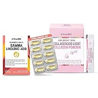 for Women's Health, Gamma Linolenic Acid (60 Capsules) for Bright Skin, Collagen (28 Packets)