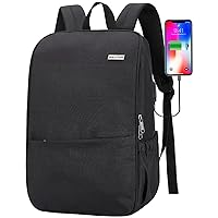 MAXTOP Deep Storage Laptop Backpack with USB Charging Port[Water Resistant] College Computer Bookbag Fits 15 Inch Laptop Black