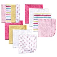 Luvable Friends Unisex Baby Cotton Rich Washcloths, Pink Stripe, One Size