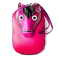 Genuine Leather Large Horse Head Pouch Pink