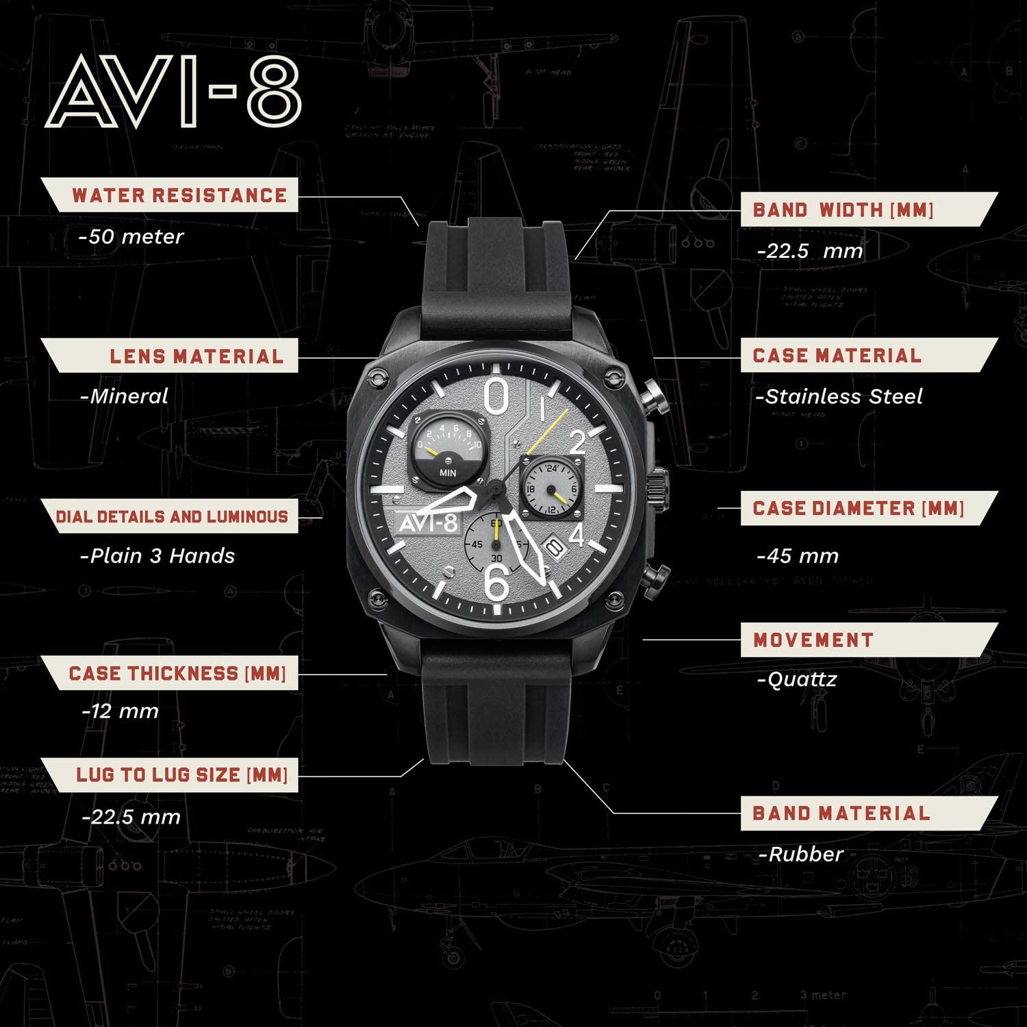 AVI-8 Hawker Hunter Japan Quartz Watch - AV-4052-R1