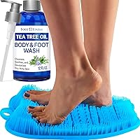 Foot Finish Body Wash and Shower Scrubber Bundle, Blue XL