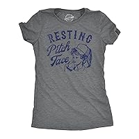 Womens Resting Pitch Face Funny T Shirt Sarcastic Baseball Graphic Tee for Ladies