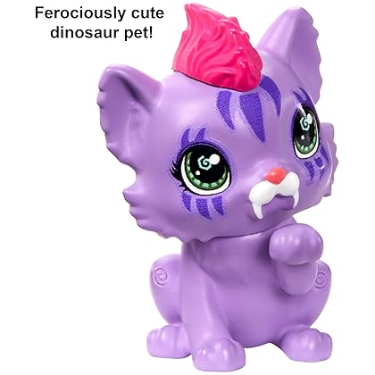 Cave Club Roaralai Doll (8 – 10-inch, Purple Hair) Poseable Prehistoric Fashion Doll with Dinosaur Pet and Accessories, Gift for 4 Year Olds and Up [Amazon Exclusive]