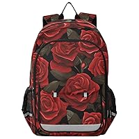 ALAZA Red Rose Black Background Backpack Bookbag Laptop Notebook Bag Casual Travel Daypack for Women Men Fits15.6 Laptop