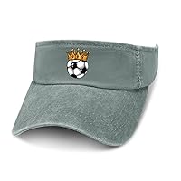 Football Crown Soccer King Leaky Top Denim Hat Print Sun Visor Hat Baseball Cap Golf Hat for Adult