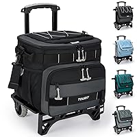 TOURIT Collapsible 48-Can Leak-Proof Insulated Rolling Cooler with All-Terrain Cart, Upgraded Fixtures and New Wheels Suitable for Beach, Picnic, Shopping
