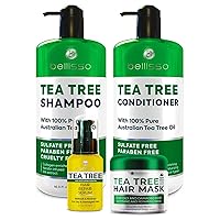 BELLISSO Tea Tree Oil Shampoo and Conditioner Set and Tea Tree Oil Hair Mask and Tea Tree Oil Hair Serum