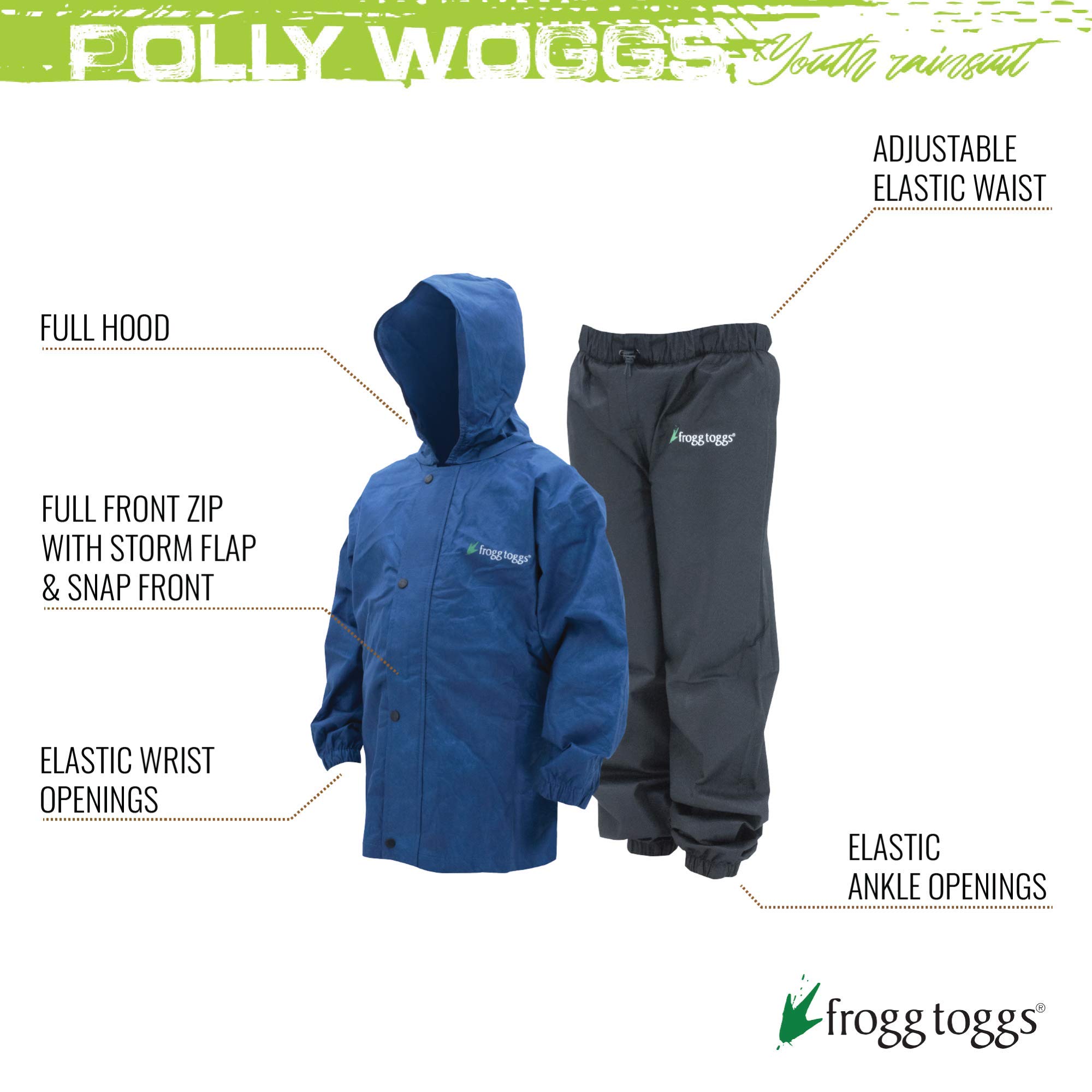 FROGG TOGGS Youth Polly Woggs Waterproof Breathable Rain Suit