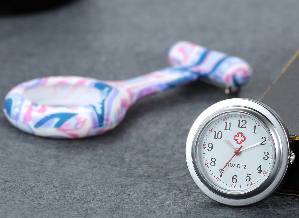 Lancardo Unisex Nurses Lapel Medical Nurse Pocket Quartz Watch Brooch Pendant Pocket Watch (Pink)