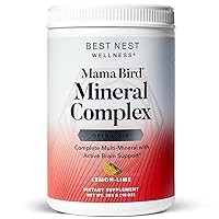 Best Nest Wellness Mama Bird Multi Mineral Supplement Powder Complex w/Magnesium, Choline, Calcium and More, Supports Brain & Bone, Non-GMO, Fizzy Lemon-Lime Drink Mix, 10 oz