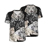 White Tiger Men's Short-Sleeved Baseball T-Shirt, Classic Casual Short-Sleeved Sports Shirt Baseball Apparel