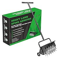 18-Inch Heavy Duty Spike Aerator, 3-Position Height Adjustment Metal Rolling Lawn Aerator,Revives Lawn Health, Manual Garden Tool for Compacted Soil & Lawn Care
