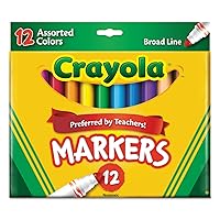 Crayola 587712 Non-Washable Markers, Broad Point, Assorted Colors, 12/Set