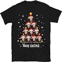Custom Christmas Tree T-Shirt with Multi Faces Personalized, Customization Print Short Sleeve Shirts