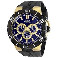 Invicta Men's Pro Diver Quartz Gold Watch with Black Bezel and Blue Dial (Model 30728)
