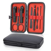 Manicure Set for Fathers Gifts-Stainless Steel Nail Care Set-Professional 7 in 1 Ingrown Toenail Clipper Grooming Tool-Pedicure Kit & Toe Nail Cutter for Men Dad Husband(Black)