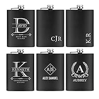 ELEGANTPARK Personalized Gifts for Men Initial Engraved Flask for Wedding Bachelor Party Birthday Monogrammed Gifts for Him Boyfriend Husband Father Stainless Steel 8 OZ Hip Flasks for Liquor 1 PCS