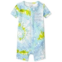 The Children's Place unisex baby Short Sleeve Zip front One Piece Footless Pajama